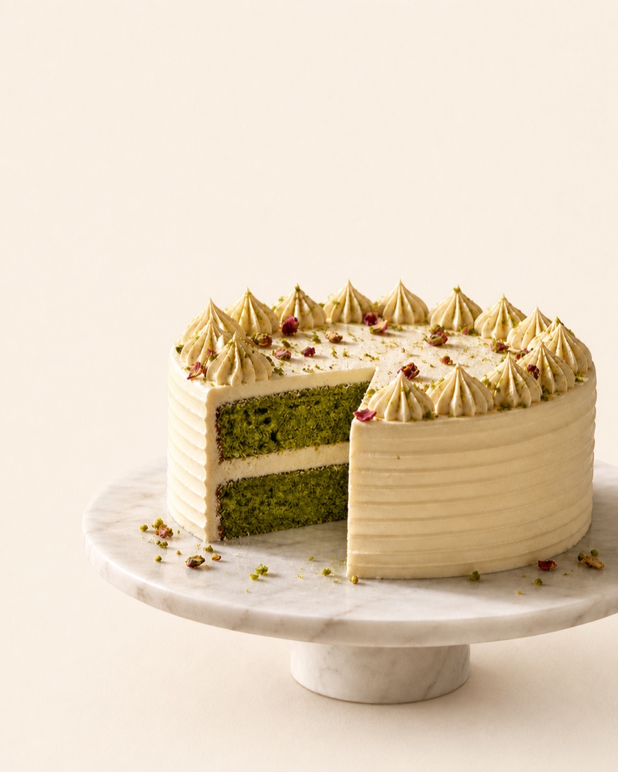 Premium matcha layer cake with mascarpone cream