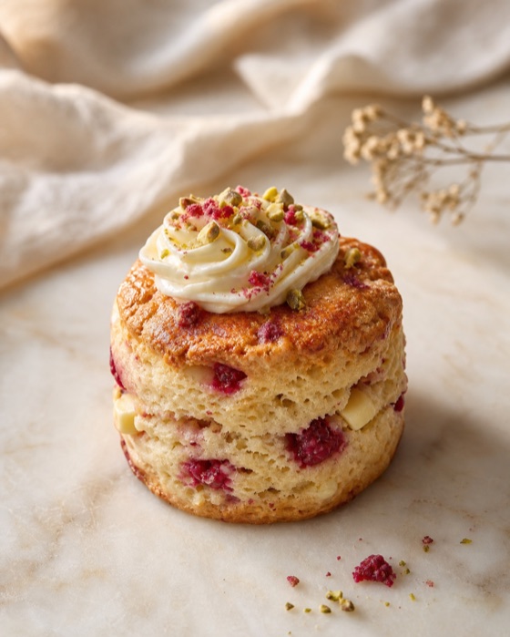 Raspberry and white chocolate artisan scone