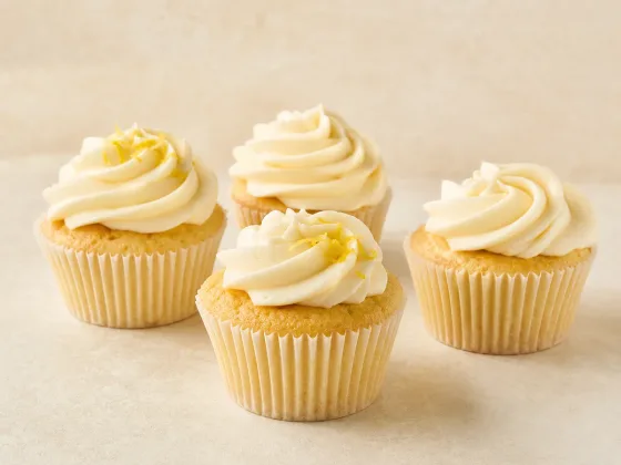 Lemon vanilla cupcakes with smooth vanilla buttercream